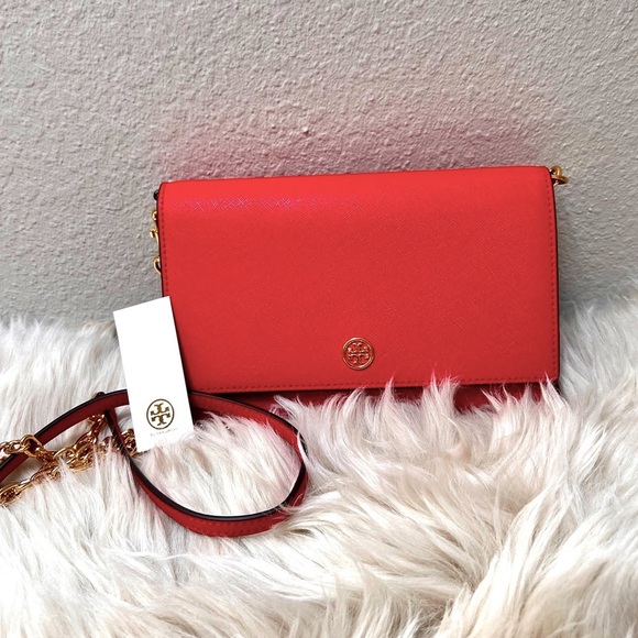 Tory Burch Robinson Chain Wallet / Mini Bag in Bright Red - New with Tags! - Picture 5 of 15